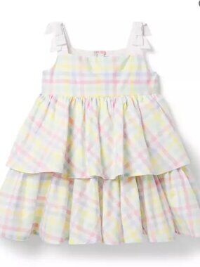 Janie and Jack Perfect Picnic Plaid Gingham Pastel Colors Dress Toddler 2T